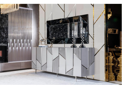 Wunnzëmmer Garnitur Set Anrichte Spigel Miwwel Grupp 2tlg Kommode Gro.