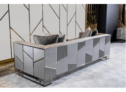 Sofagarnitur 3+3+1 Sëtzbank Dësch Beistelltisch Sofa Sëtz Set 5 Deeler.