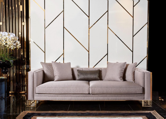 Sofagarnitur 3+3+1 Sëtzbank Dësch Beistelltisch Sofa Sëtz Set 5 Deeler.