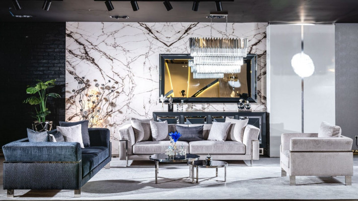 Luxus Canapé 3 Sëtz Canapéë Stoff Couch Design Miwwelen Dräisëtzer schwaarz