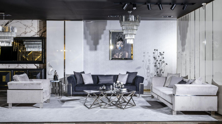 Luxus Canapé 3 Sëtz Canapéë Stoff Couch Design Miwwelen Dräisëtzer schwaarz