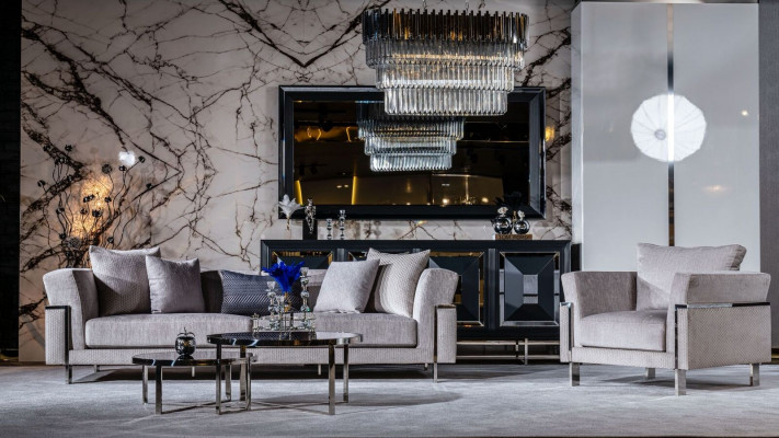 Canapé 3 Plazen Couch Polster Canapéen Wunnzëmmer Stoff Gro Wunnewelt