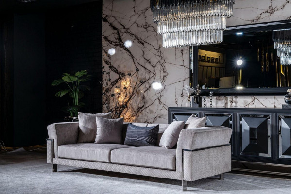 Canapé 3 Plazen Couch Polster Canapéen Wunnzëmmer Stoff Gro Wunnewelt