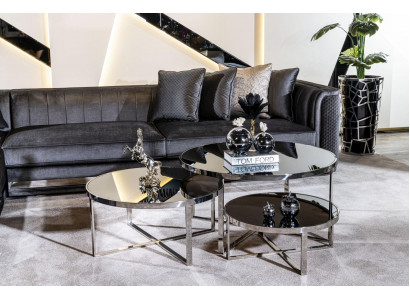 Wunnzëmmer Couchdëscher Luxus Design 3tlg. Holz gro Stil Modern Dësch