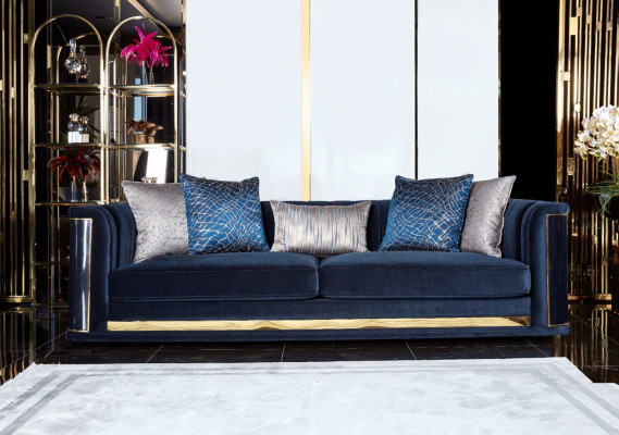 Luxus Dreisëtzer Sofa 3 Sëtzer Sofaen Sëtz Design Miwwelen Couchen Schwaarz