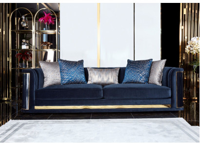 Luxus Dreisëtzer Sofa 3 Sëtzer Sofaen Sëtz Design Miwwelen Couchen Schwaarz