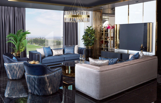 Luxus Dreisëtzer Sofa 3 Sëtzer Sofaen Sëtz Design Miwwelen Couchen Schwaarz