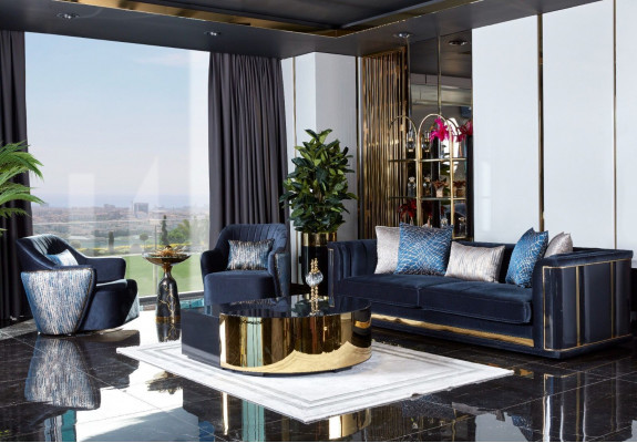 Luxus Dreisëtzer Sofa 3 Sëtzer Sofaen Sëtz Design Miwwelen Couchen Schwaarz