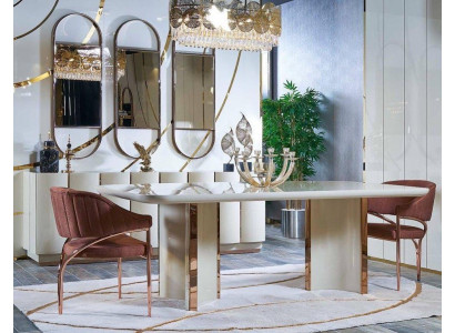 Luxus Dëscher Iesszëmmer Dësch Iesszëmmer Modernen Gold Edelstol
