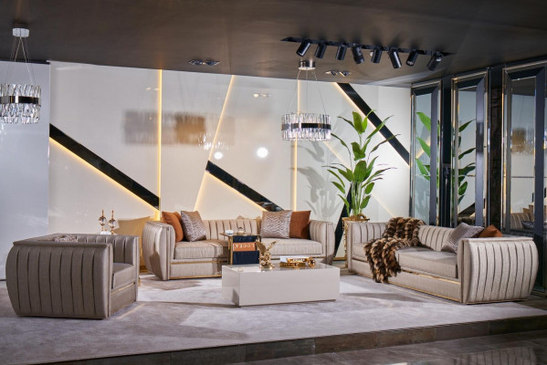 Wunnzëmmer Couchtische Design Dësch Holz Beige Stil Modernen Luxus Dëscher