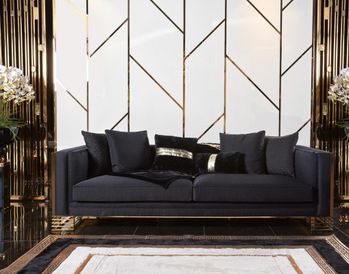Sofagarnitur Sofa Luxus Fauteuil 3+1-Sëtzer Couchtisch Niewendësch Set 4stéckeg