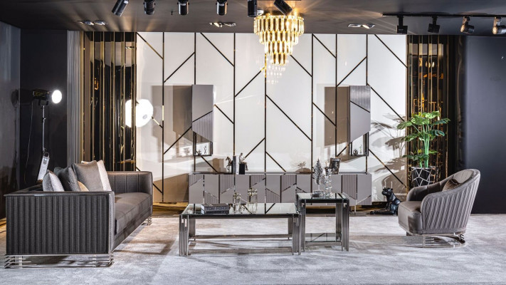 TV-Stänner+2x Regal Säitendësch RTV Lowboard Wunnzëmmer Holz Modern Nei