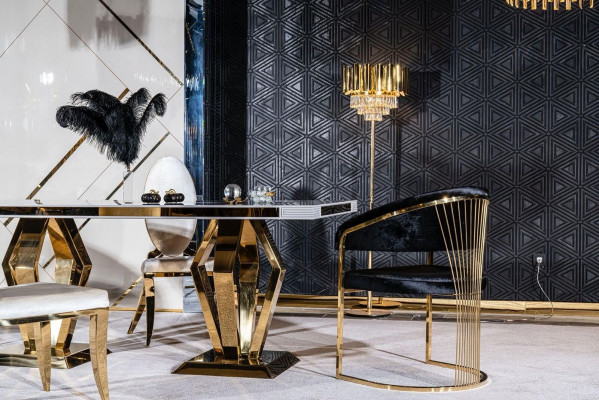 Luxus Dëscher Iesszëmmer Dësch Iesszëmmer Modern Edelstol Wäiss