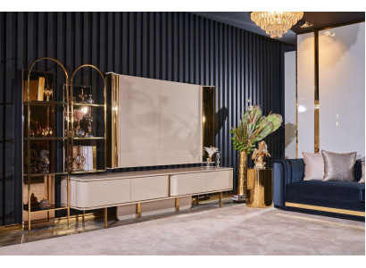 Livingraum Luxus TV-Schaf Chambard RTW Miwwelen Schief Hëlz Lowboard nei beige