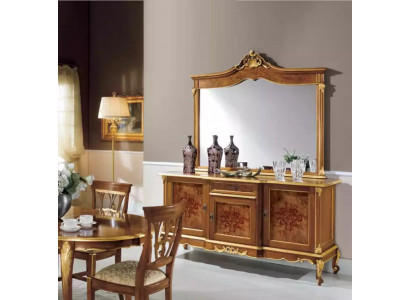 Sideboard-Set Italienesch Miwwelen 2 Stéck. Massivholz Sideboard mat Spigel