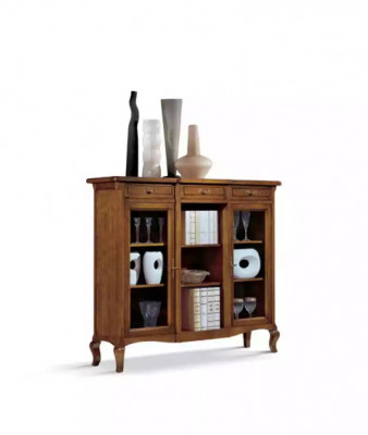 Vitrine Wunnzëmmer Miwwelen Anrichte Holz Vitrinen Braun Schaf Echt Holz