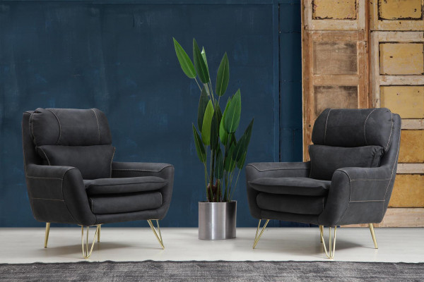 Sesselsëtz Sëtzdesign Wunnzëmmer Polster Luxus Schwaarz Waardezëmmer
