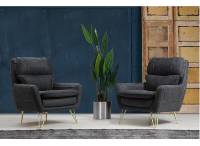 Sesselsëtz Sëtzdesign Wunnzëmmer Polster Luxus Schwaarz Waardezëmmer