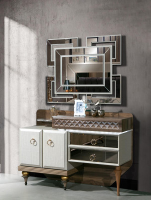 Miwwelen Schlofzëmmer Design Schminktisch Spigel Holz Sideboard Konsol