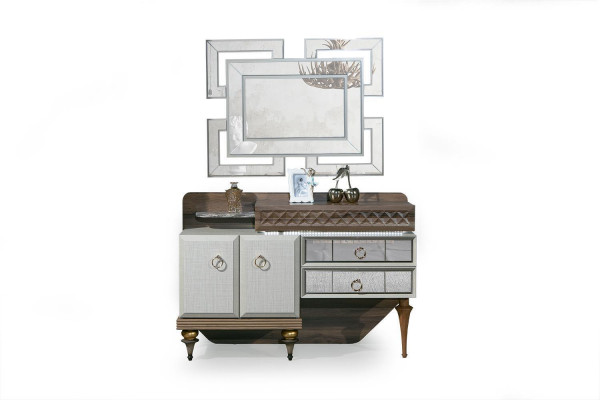 Miwwelen Schlofzëmmer Design Schminktisch Spigel Holz Sideboard Konsol
