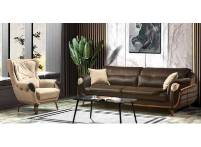 Sofa 3-Sëtzer Sesseldesign Polstersëtz Klassesch Design Wunnzëmmer
