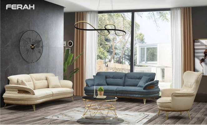 Sofagarnitur 3+3+1 Sëtzer Sofa Sesselen Sofas Garnitur Sëtz Luxus Set