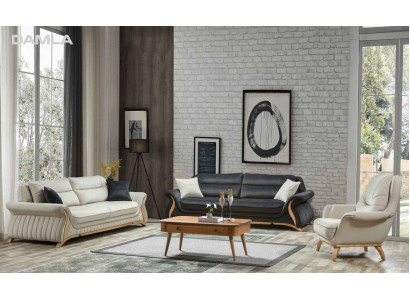 Design Sofa Garnitur Gepolstert Sofa Fotell Set Garnitur 3+3+1 3 Deeler Set