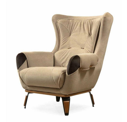 Klassesche Fernseh-Sëtz Sessell Wohnzimmer Polstergestall Einsëtz Stoff Beige