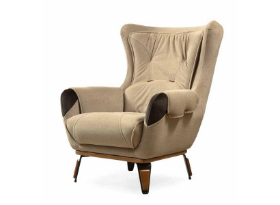 Klassesche Fernseh-Sëtz Sessell Wohnzimmer Polstergestall Einsëtz Stoff Beige