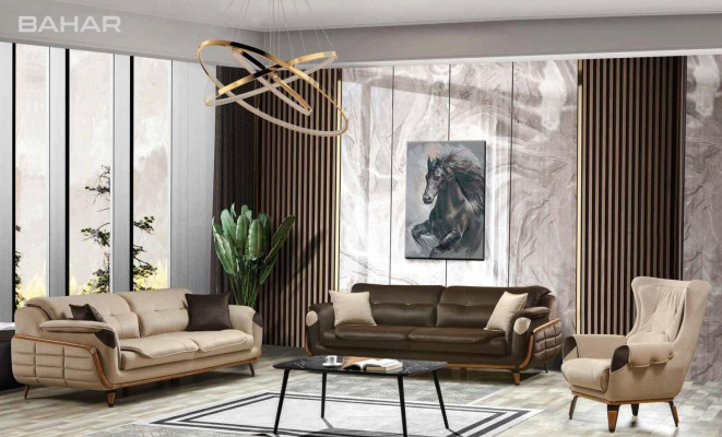 Klassesche Fernseh-Sëtz Sessell Wohnzimmer Polstergestall Einsëtz Stoff Beige
