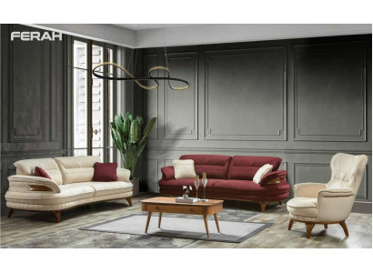 Grupp Sofagarnitur 3+3+1 Sitz Luxus Sofa Fauteuil Sofas Stoff Set