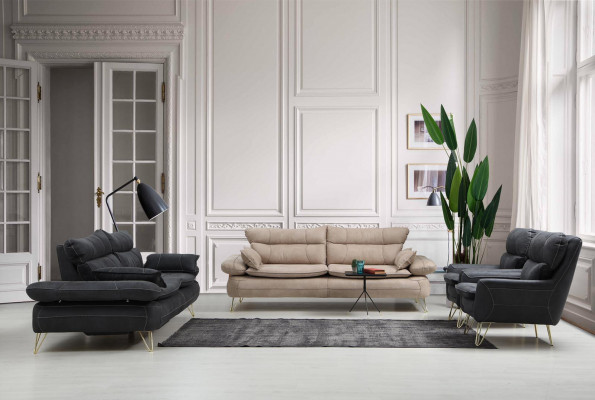 Sofagarnitur 3+3+1+1 Sëtzer Garnitur Schwaarz Sofa Fauteuil Sofas Set 4 Stéck