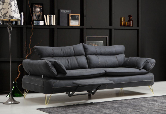 Sofagarnitur 3+3+1+1 Sëtzer Garnitur Schwaarz Sofa Fauteuil Sofas Set 4 Stéck