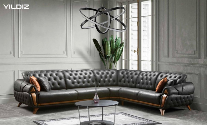 Wunnzëmmer Lieder Schwaarz Sofa Sofaen L-Form Sëtz Faarf Eckecksofa Couch