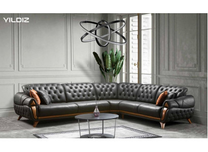 Wunnzëmmer Lieder Schwaarz Sofa Sofaen L-Form Sëtz Faarf Eckecksofa Couch