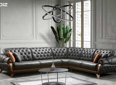 Wunnzëmmer Lieder Schwaarz Sofa Sofaen L-Form Sëtz Faarf Eckecksofa Couch
