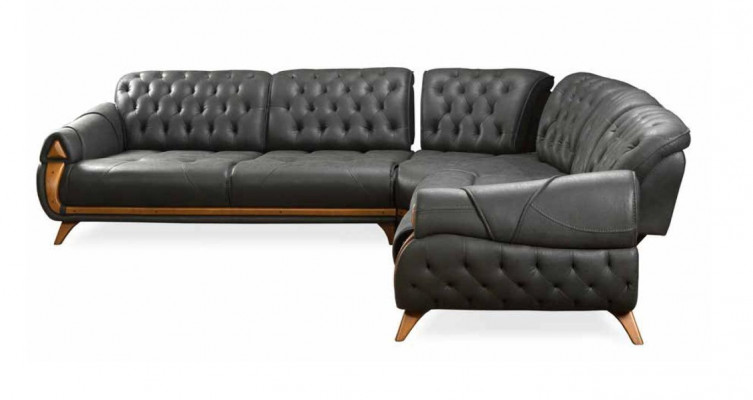 Wunnzëmmer Lieder Schwaarz Sofa Sofaen L-Form Sëtz Faarf Eckecksofa Couch