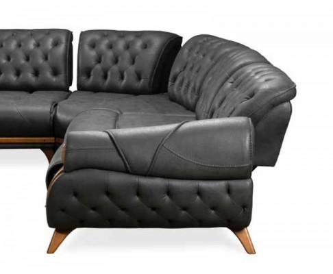 Wunnzëmmer Lieder Schwaarz Sofa Sofaen L-Form Sëtz Faarf Eckecksofa Couch