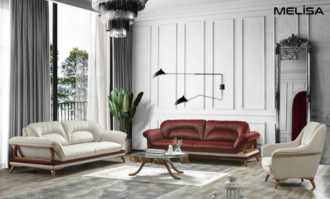 Luxus Set Garnitur Sofagarnitur 3+3+1 Sëtzer Sofasen Fauteuil Stoff 3tlg.