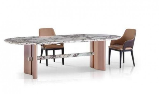 Iesszëmmer Miwwelen Edelstahl Oval Iessdësch Dësch Design Dëscher Luxus Miwwelen