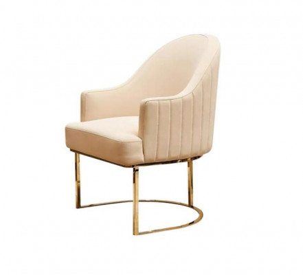 Iesszëmmerstill Wunnzëmmer luxuriéis Beige Stull mat Metall Modern nei