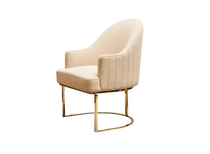 Iesszëmmerstill Wunnzëmmer luxuriéis Beige Stull mat Metall Modern nei