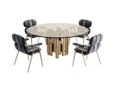 Designer Dësch Gold Iesszëmmerdësch Ronne Glas Ronne Dëscher Modern luxuriéisen