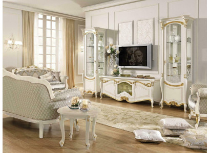 Klassesch Wunnwand Wunnzëmmer Vitrinn Sideboard RTV Regal Wänn Schaf 3 Deeler.