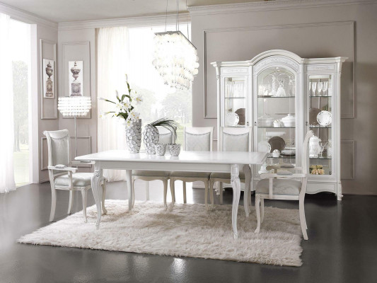 Italienesch Iesszëmmer Miwwel Set Iesszëmmer Grupp Vitrin Dësch 6x Still 8 Deeler.