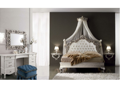 Bett + 2x Nuetsdësch 3 tlg. Schlofzëmmer Set Design Modern Luxus Chesterfield