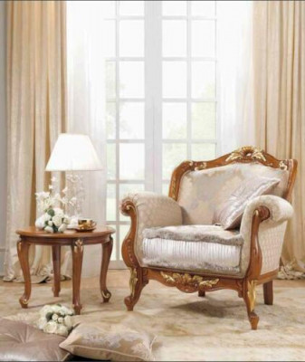 Textil Fotell 1-Sëtz Sofa Polster Sofas Design Luxus Klassesch Barock Rokoko