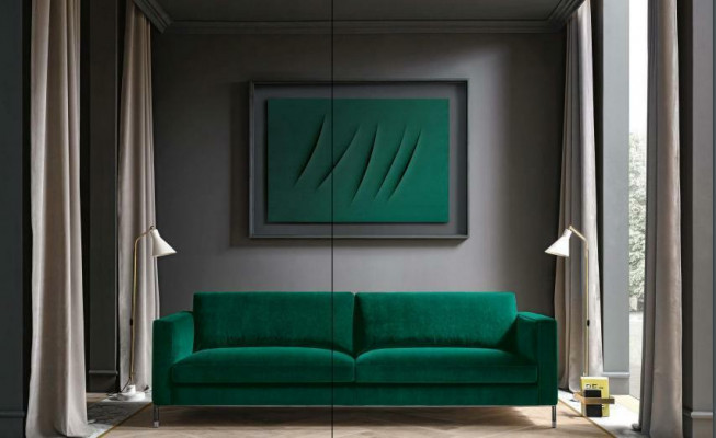 Wunnzëmmer Gréng Dräisëtzer Stoff Design Couches Polster Canapé Sofaen Gréng Miwwelen