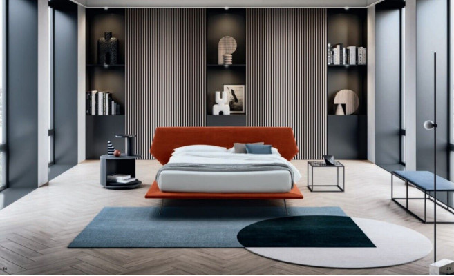 Duebelbett Betten Design Polster Schlofkummer 200x200cm Modern Holz Bett Italien.