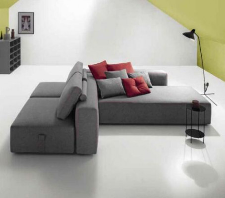 Sofa L-Form Textil Canapé Eck gepolstert Sëtz Sofa Wunnzëmmer modern Alfitalia